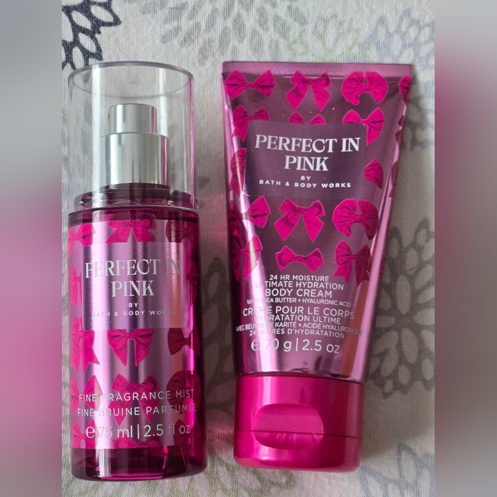Bath & Body Works Perfect in Pink Body Lotion/Mist Set Travel Size